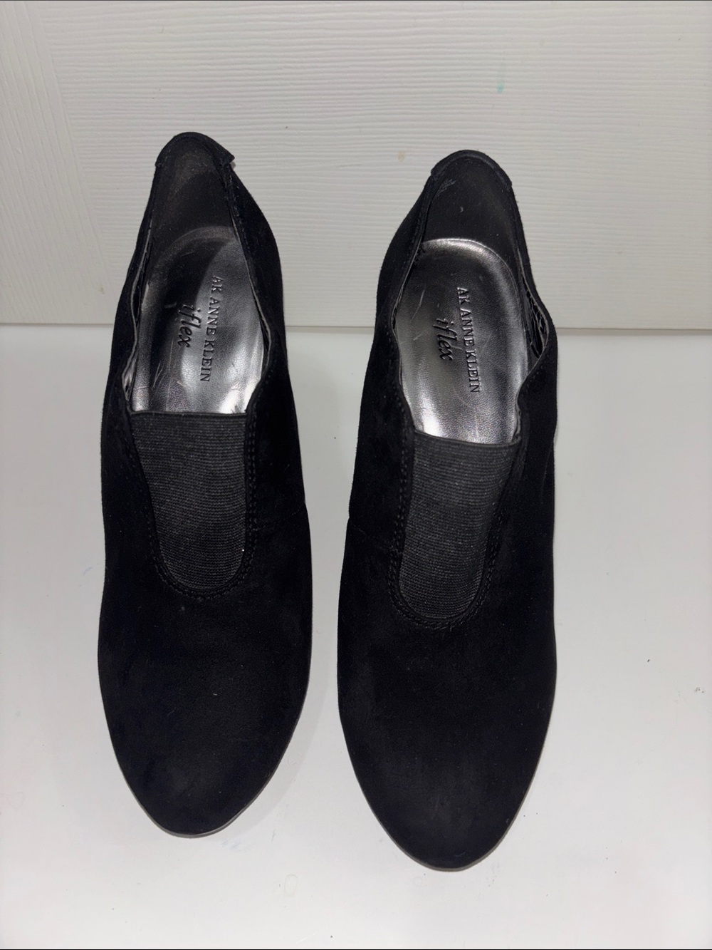 Anne Klein Black Suede Slip-On Mules